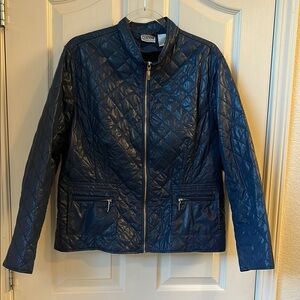 Chico's Blue Puffer Jacket with Quilted Design
